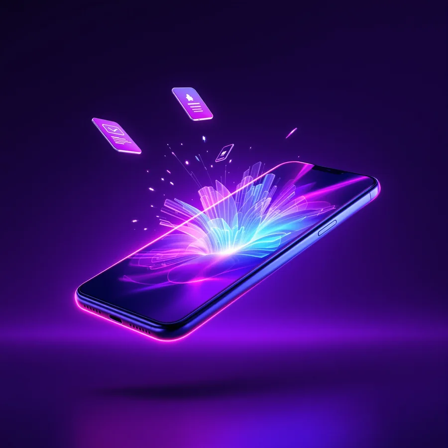 Celular flutuante com interface luminosa